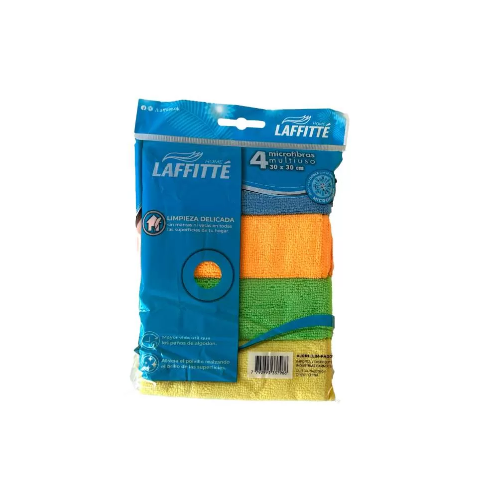 PAÑO MICROFIBRA PACK x 4 30x30 CM LAFFITTÉ